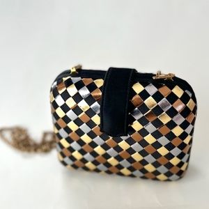 Vintage Le Regale Copper Gold Silver Woven Evening Handbag / Clutch